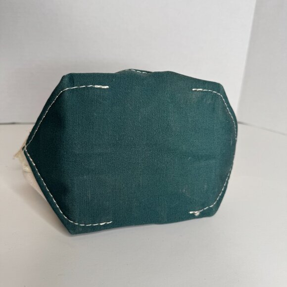 LL Bean Boat and Tote Mini Canvas Tote Bag Green Straps Leaf Embroidery 7C274 Co - Picture 8 of 11